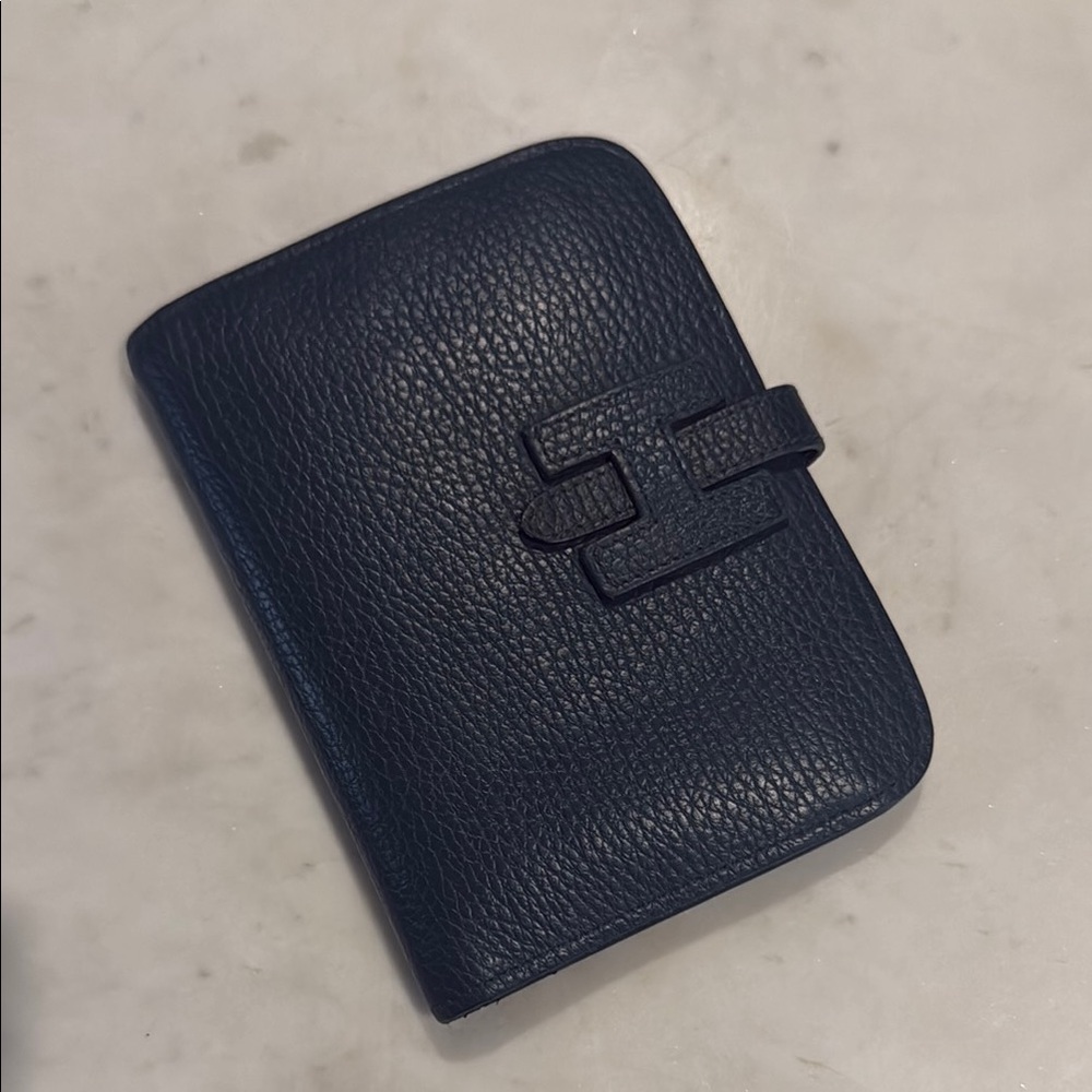 Dark Blue Green Textured Leather Wallet